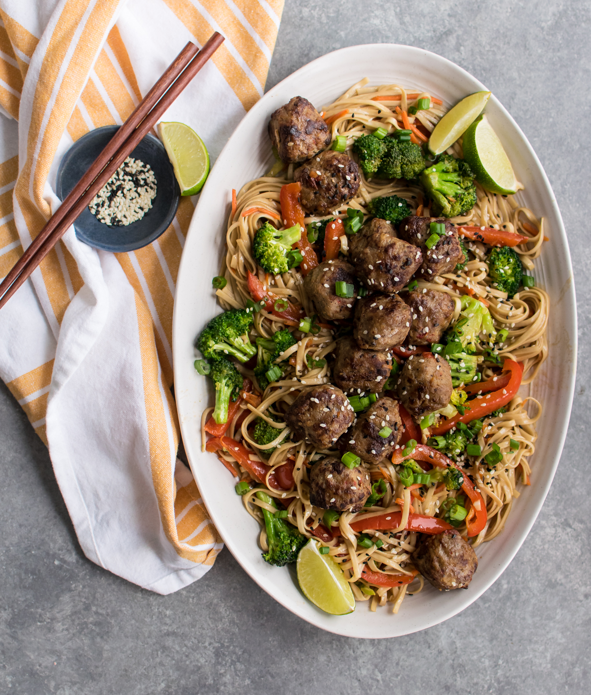 Stir Fried Noodles With Teriyaki Chicken Meatballs Carolyn S Cooking