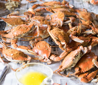 Old Bay Steamed Crabs with butter