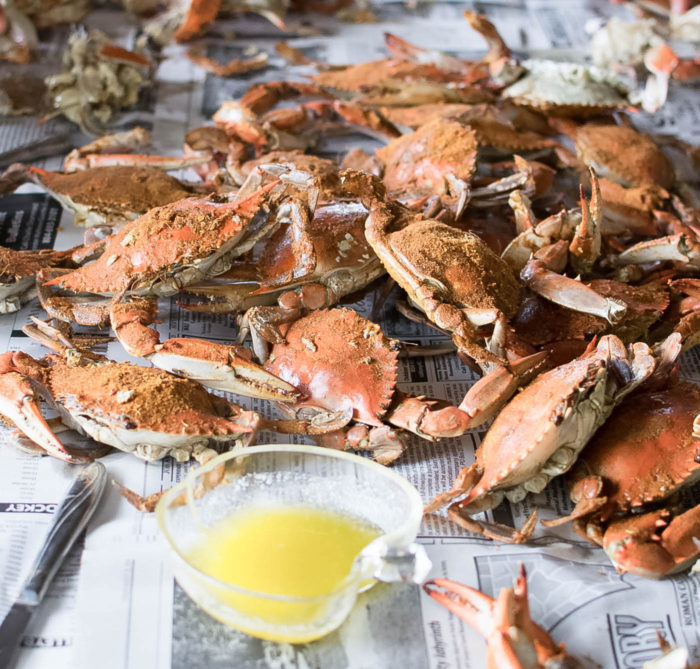 Old Bay Steamed Crabs with butter