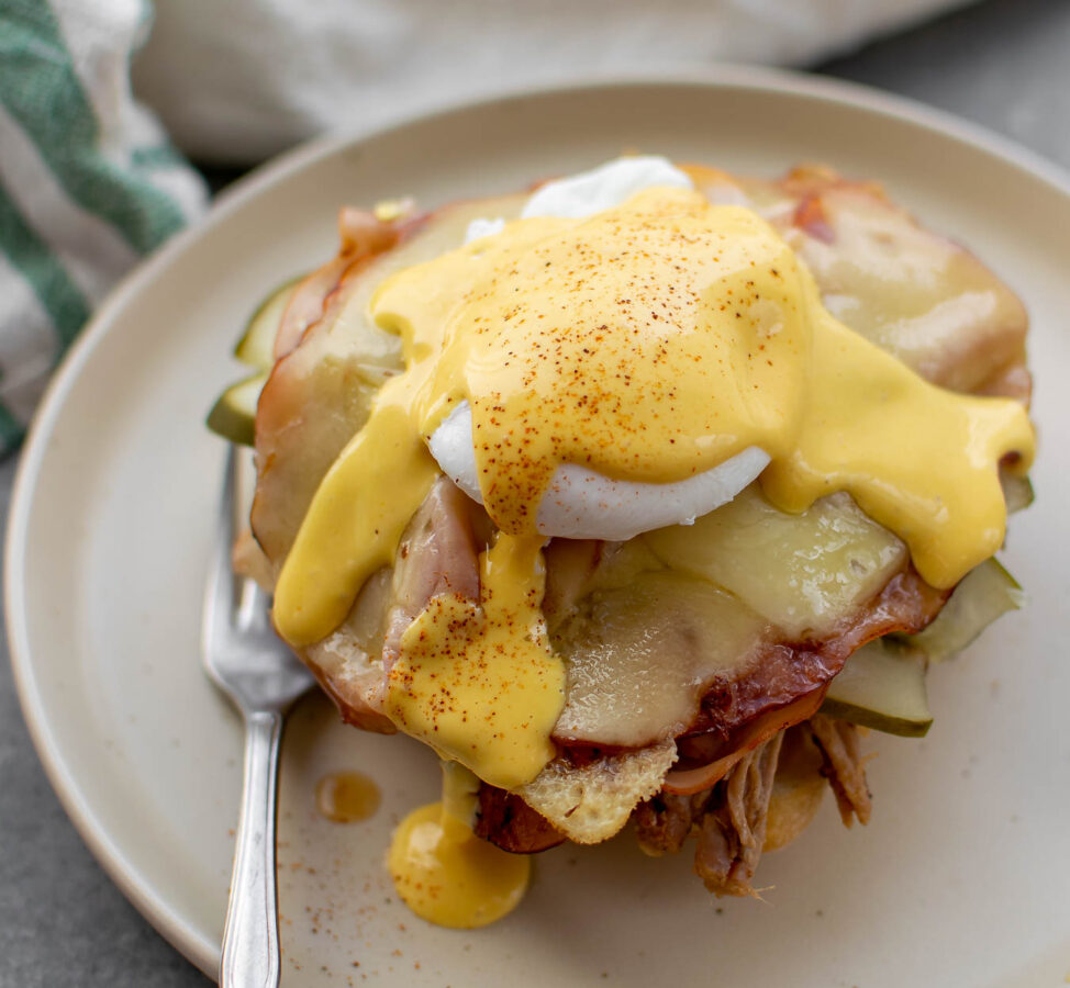 Cuban Eggs Benedict on a  plate.
