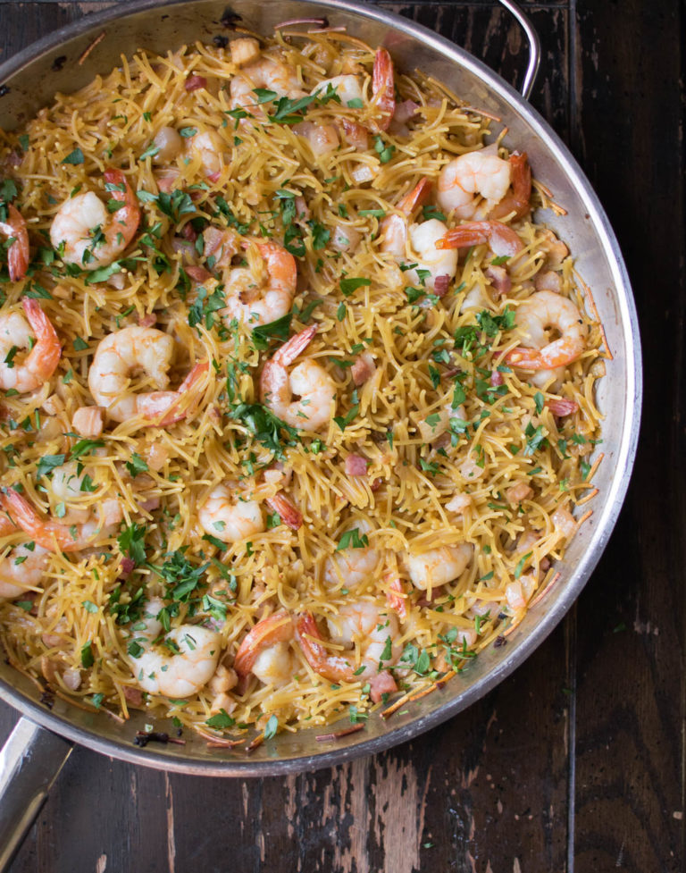 Fideuà with Pancetta and Seafood Carolyn's Cooking