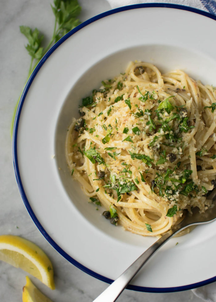 Linguine with Sardines and Fried Caper Gremolata