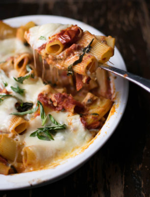 Baked Rigatoni with Pancetta and Mushrooms