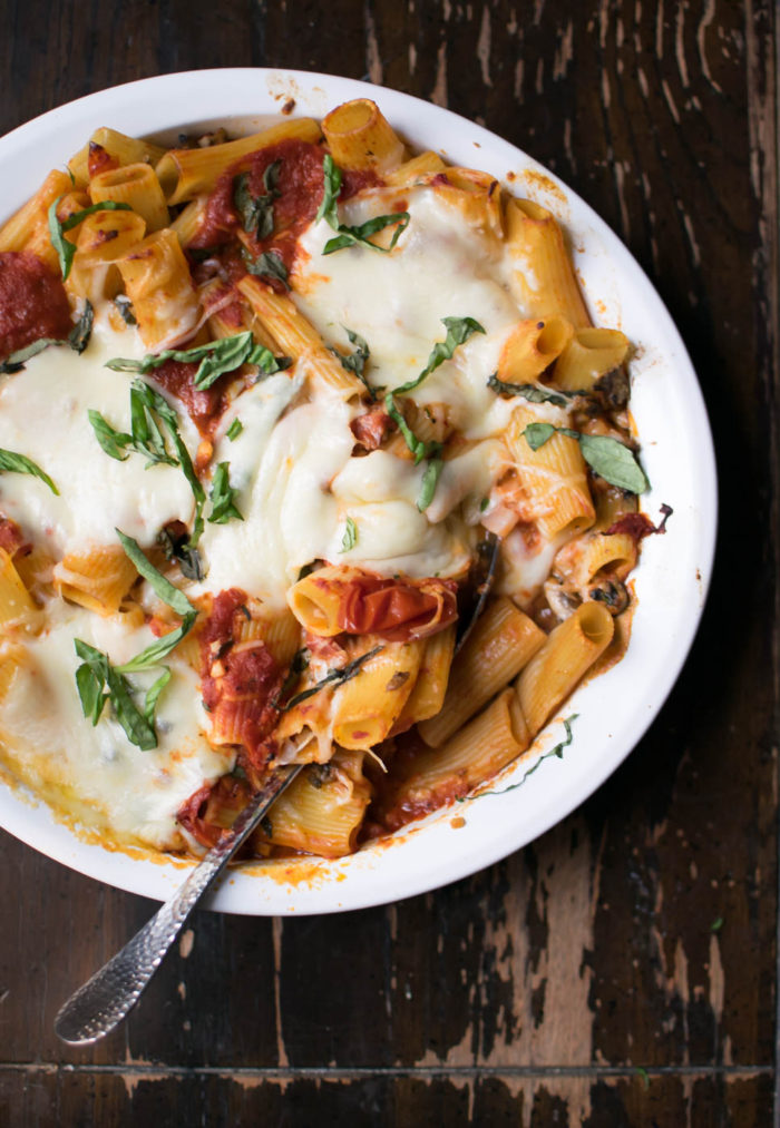 Baked Rigatoni with Pancetta and Mushrooms