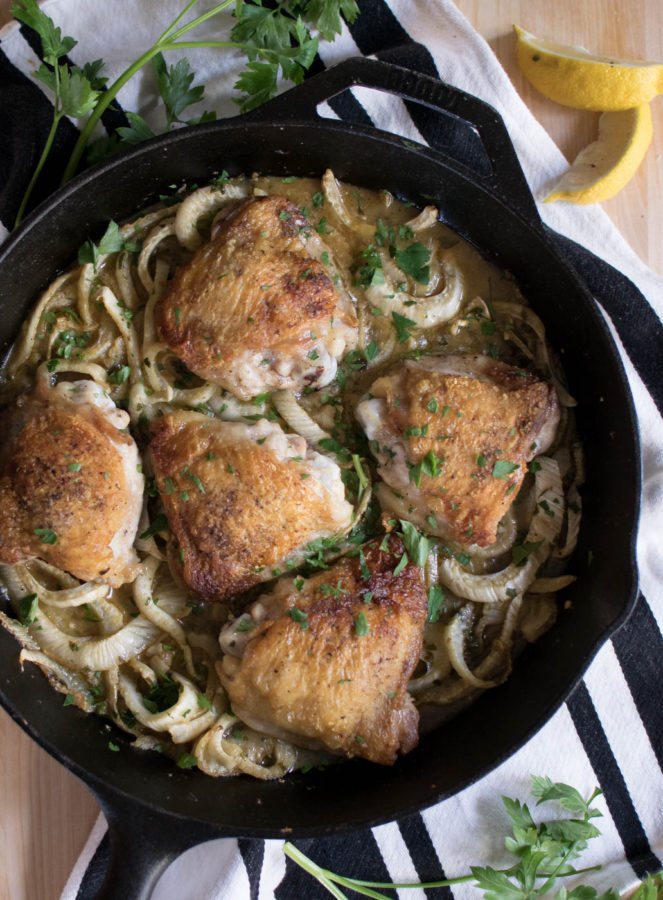 Crispy Chicken Thighs with Braised Fennel Carolyn's Cooking