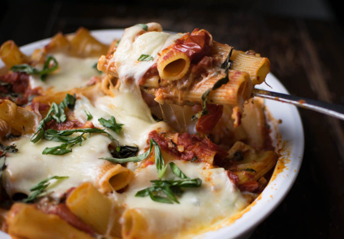 Baked Rigatoni with Pancetta and Mushrooms