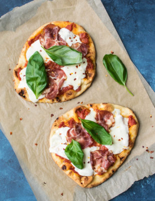 Easy Naan Pizza with Fresh Mozzarella and Coppa