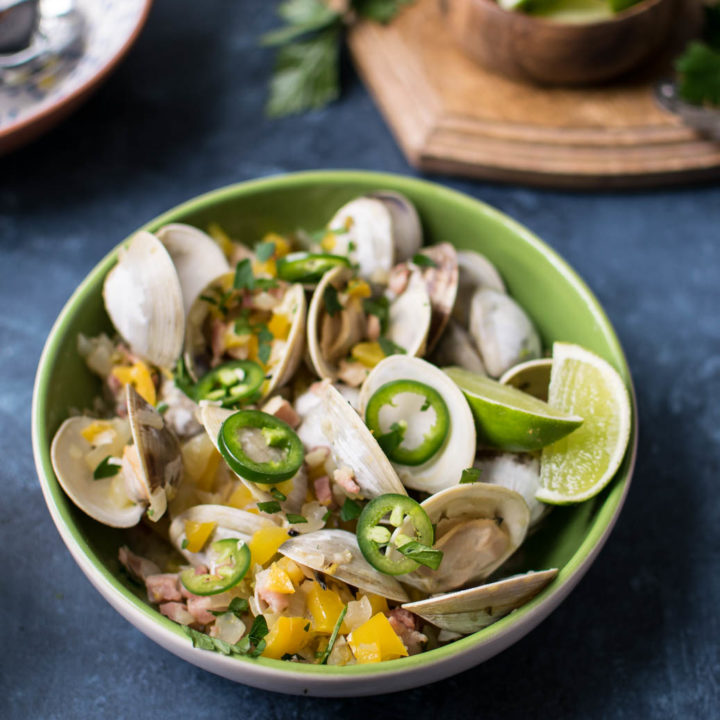 Tequila Clams with Pancetta and Peppers