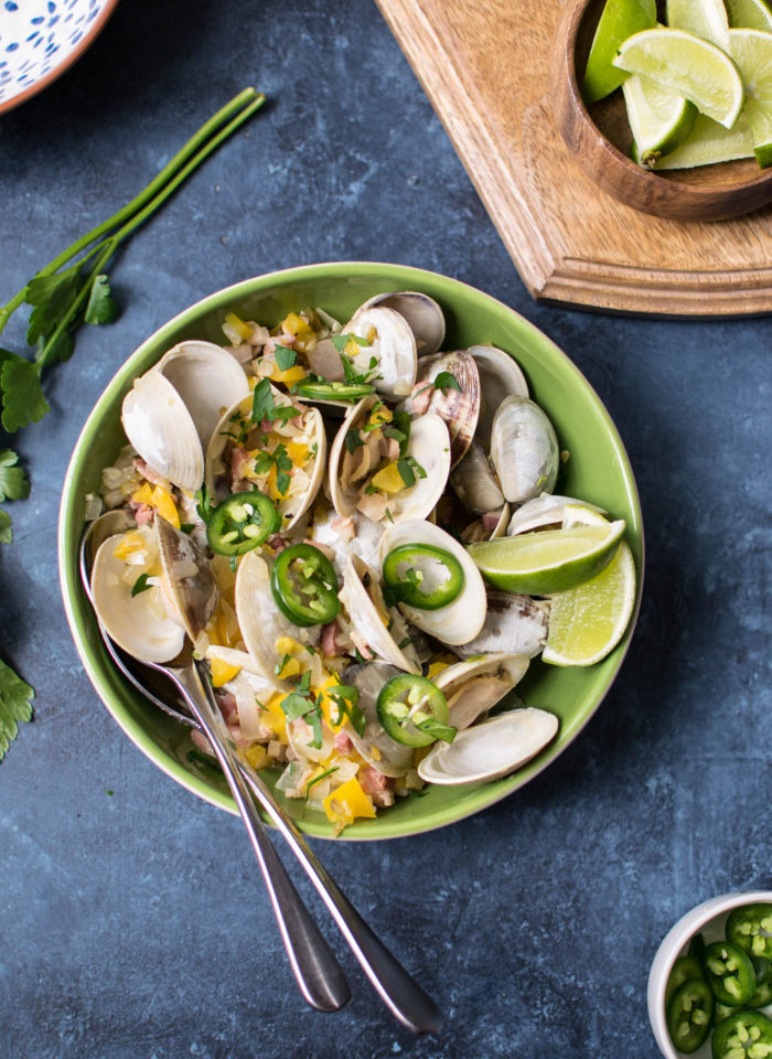 Tequila Clams with Pancetta and Peppers