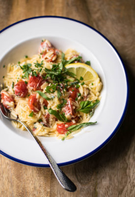 Orzo with Grape Tomatoes and Fresh Mozzarella