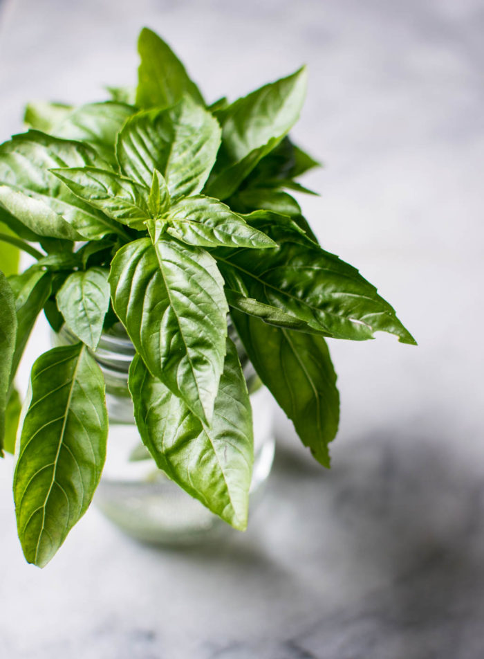 Fresh basil for the bruschetta