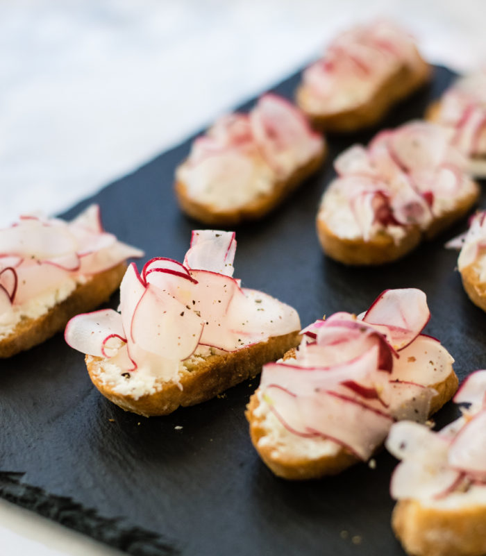 Goat Cheese and Radish Crostini appetizer