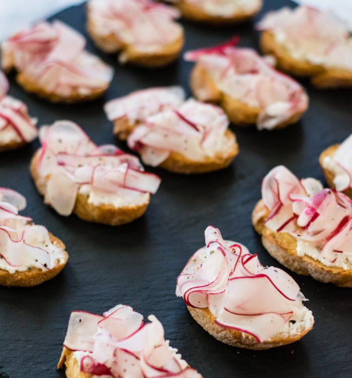 Goat Cheese and Radish Crostini appetizer