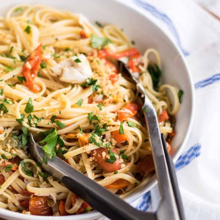 Linguine with Pickled Peppers and Crab