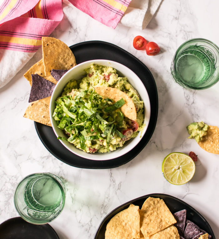 BLT Guacamole with tortilla chips