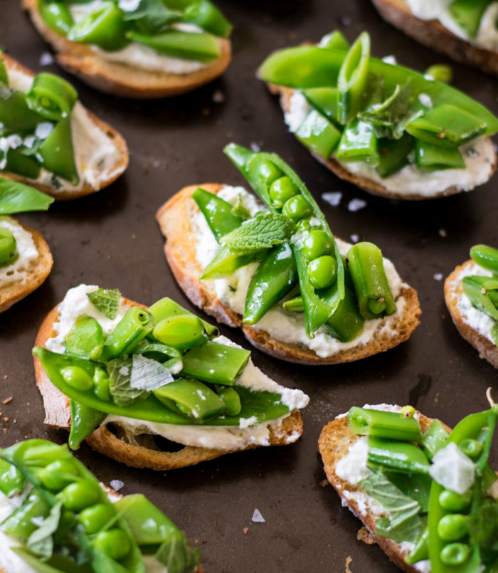 Sugar Snap pea crostini 