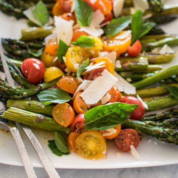 Roasted Asparagus with Marinated Tomato Salad