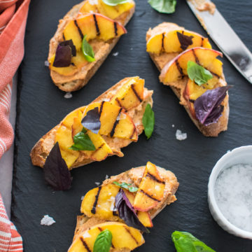 Grilled Peach and ‘Nduja Crostini