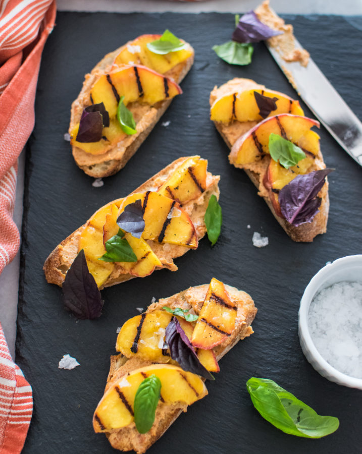 Grilled Peach and ‘Nduja Crostini