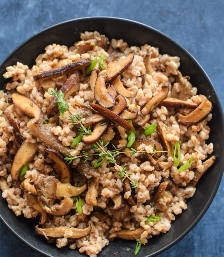 Farro With Miso Mushrooms