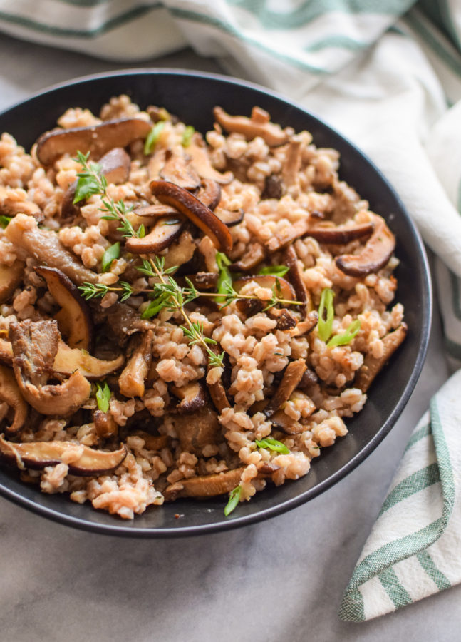 Farro With Miso Mushrooms