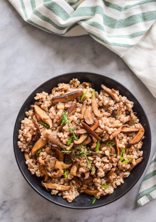 Farro With Miso Mushrooms