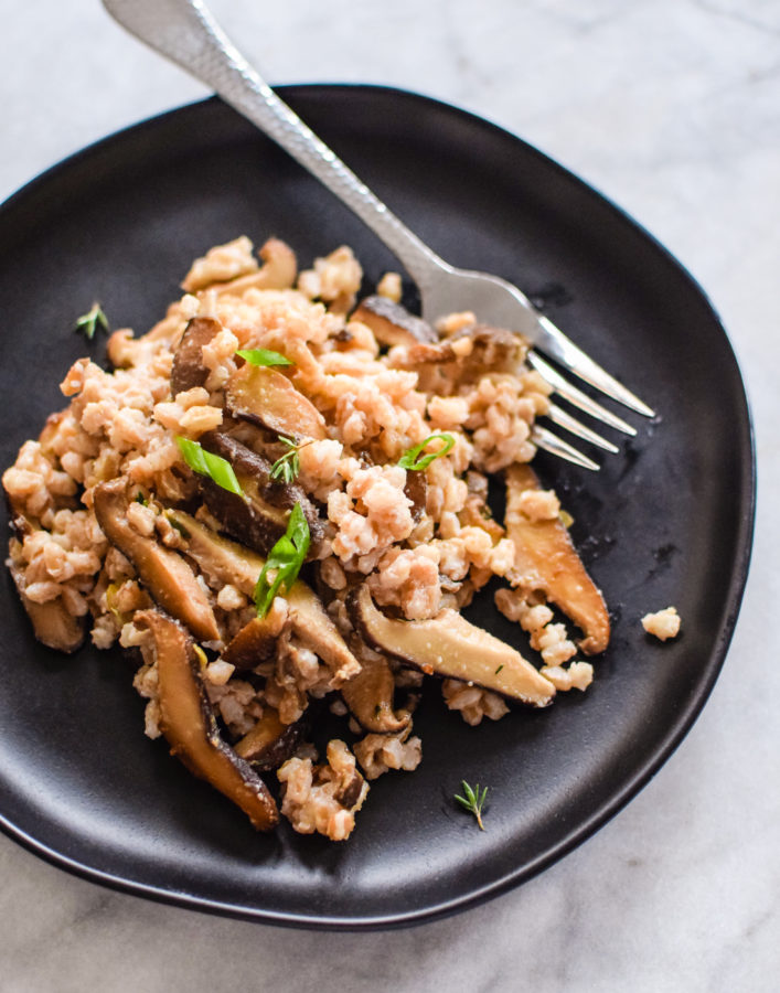 Farro With Miso Mushrooms