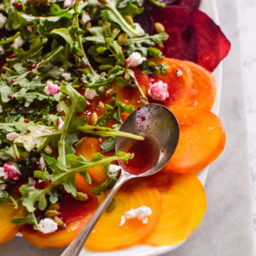 Beet Carpaccio with Goat Cheese and Pepitas