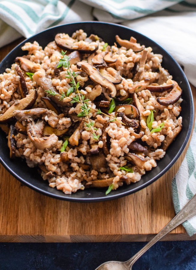 Farro With Miso Mushrooms