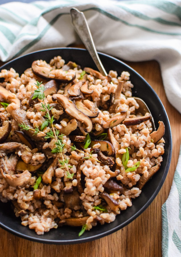 Farro With Miso Mushrooms