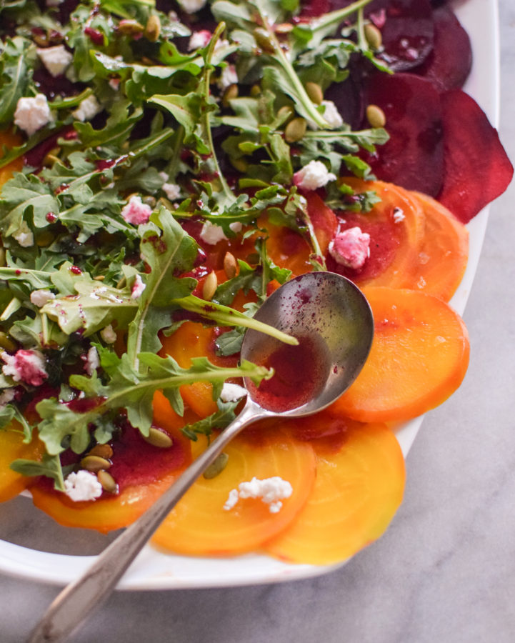 Beet Carpaccio with Goat Cheese and Pepitas