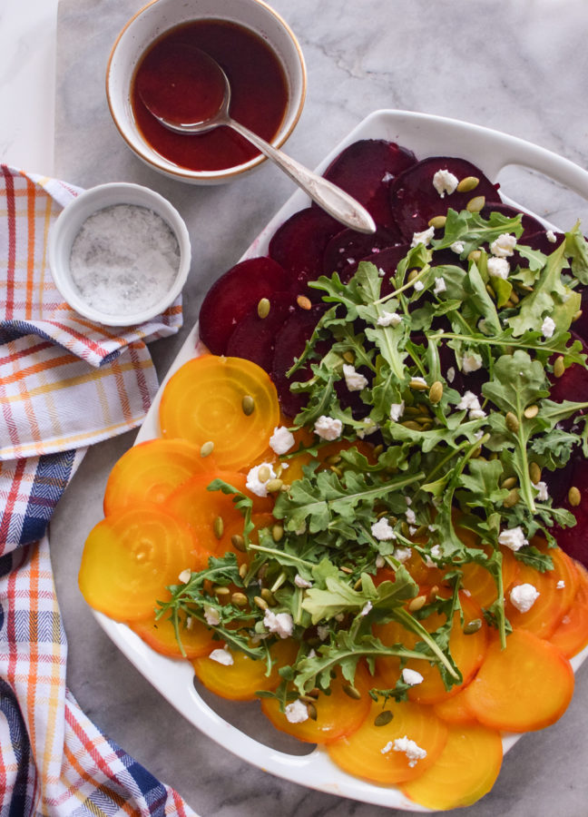 Beet Carpaccio with Goat Cheese and Pepitas