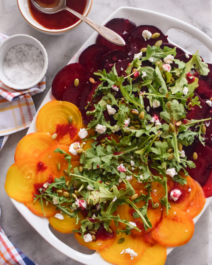 Beet Carpaccio with Goat Cheese and Pepitas