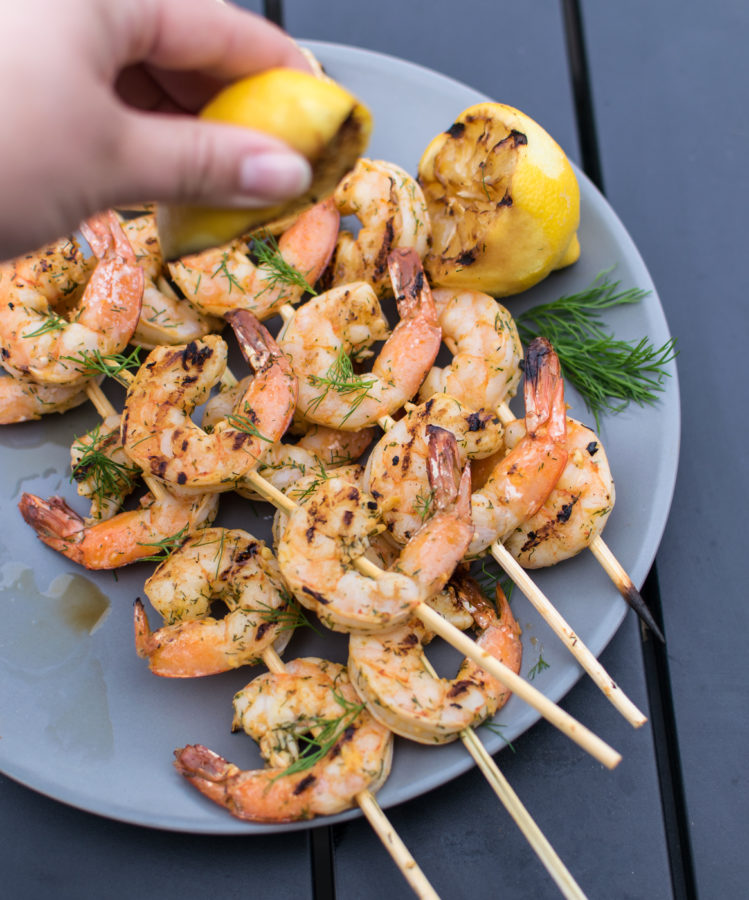 Grilled Dill Shrimp Skewers | Carolyn's Cooking