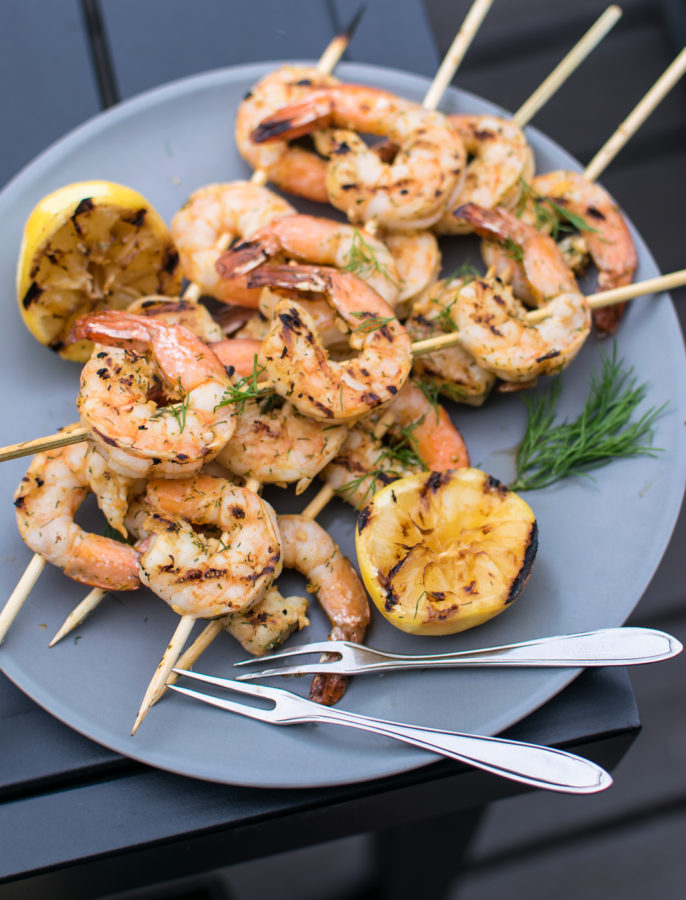 Grilled Dill Shrimp Skewers | Carolyn's Cooking