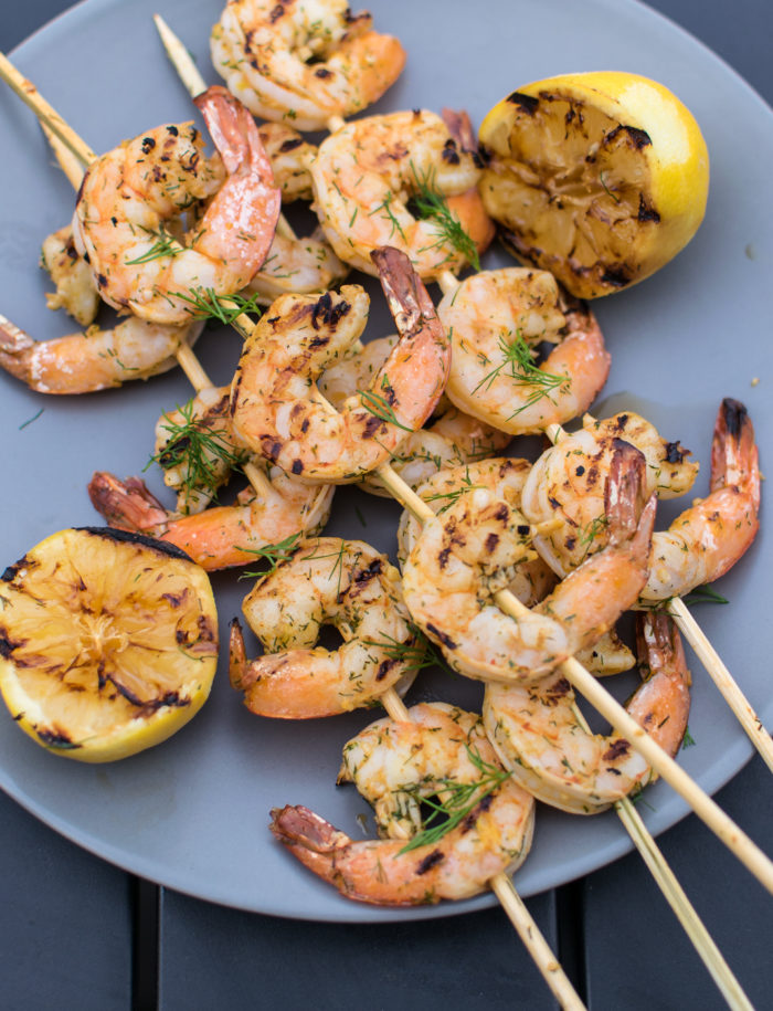 Grilled Dill Shrimp Skewers | Carolyn's Cooking