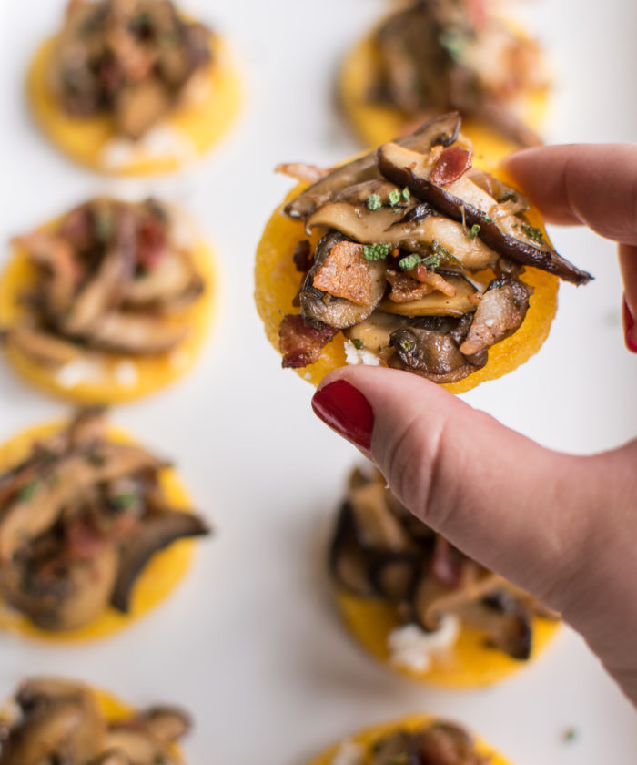 Mushroom and Bacon Polenta Bites