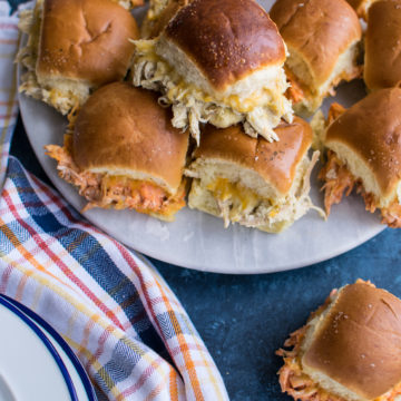 Chicken Enchilada Sliders on a platter