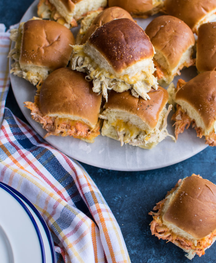 Chicken Enchilada Sliders on a platter