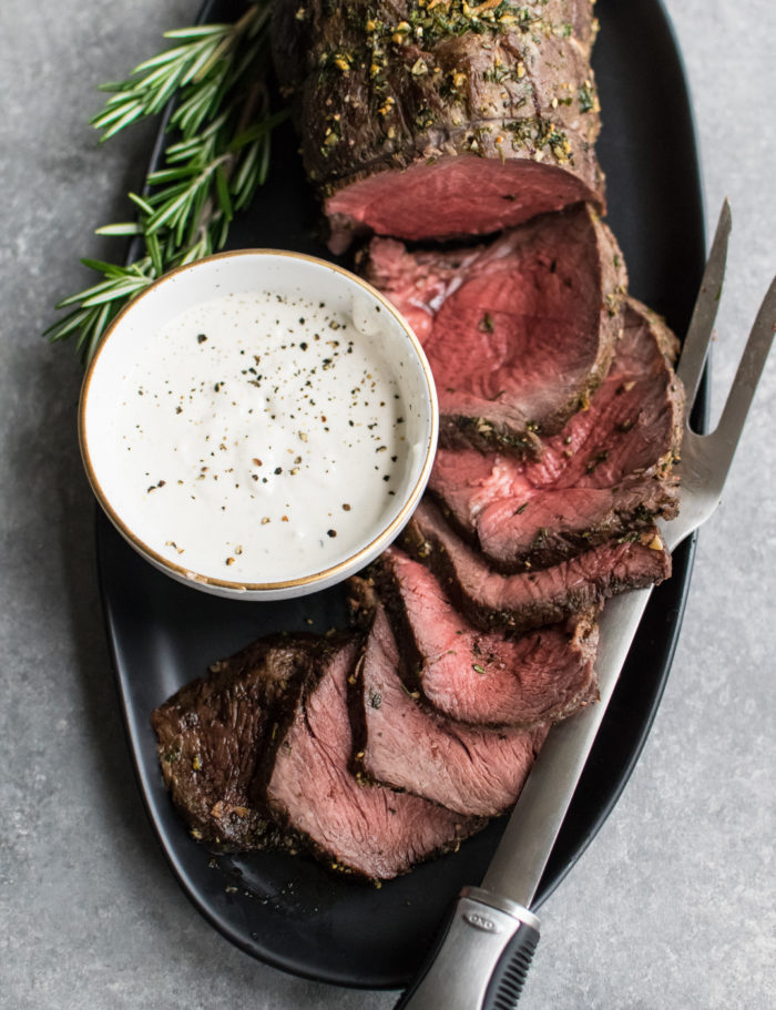 Herb Crusted Roast Beef with Horseradish Sauce