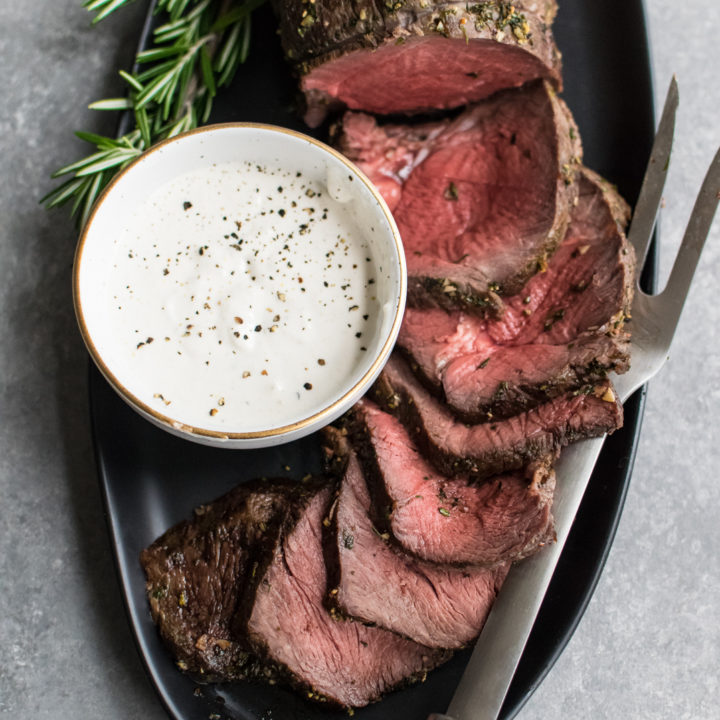 Herb Crusted Roast Beef with Horseradish Sauce