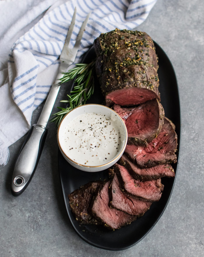 Herb Crusted Roast Beef with Horseradish Sauce