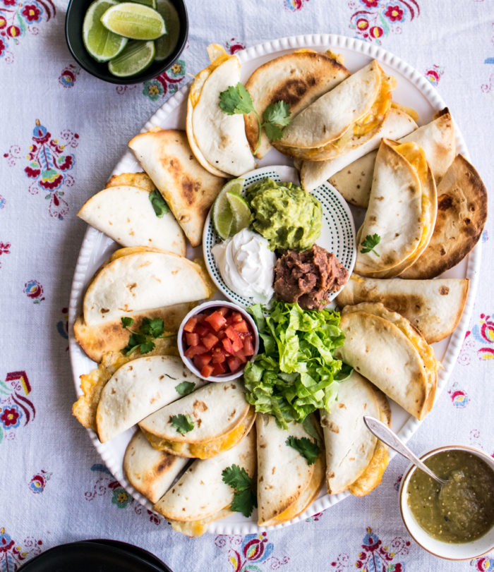 Mini green chile chicken quesadilla