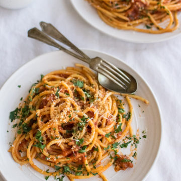 Bucatini with Anchovy Tomato Sauce