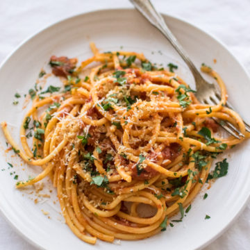 Bucatini with Anchovy Tomato Sauce