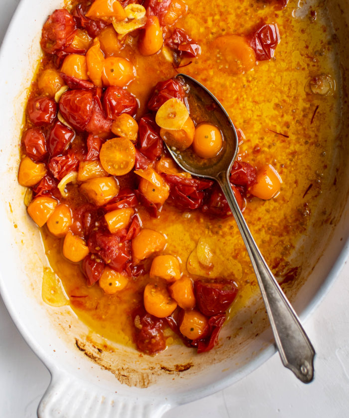 Spaghetti with Saffron Roasted Tomatoes