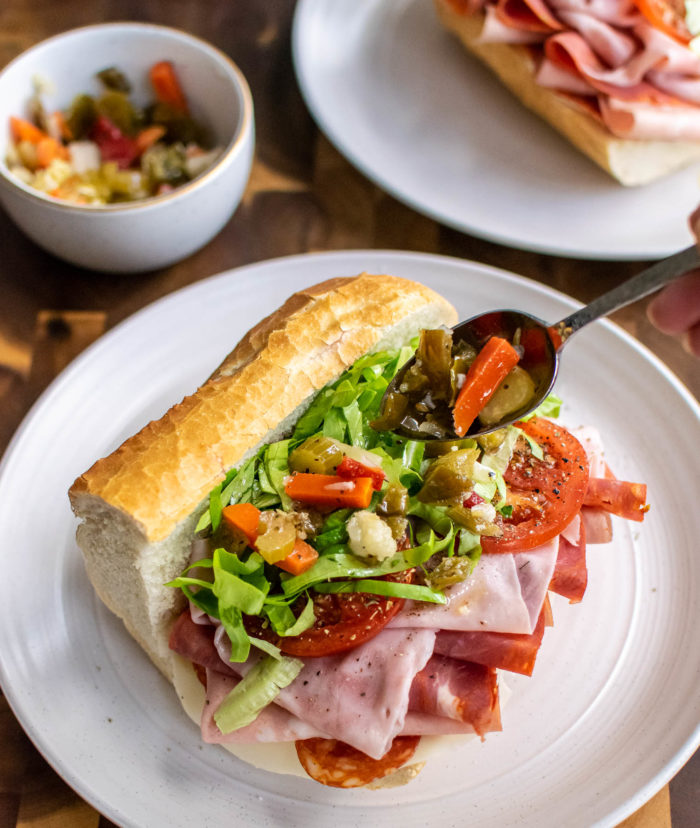 Putting giardiniera on the Italian Sub 