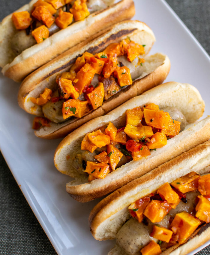 Grilled Chicken Sausage with Butternut Squash Relish