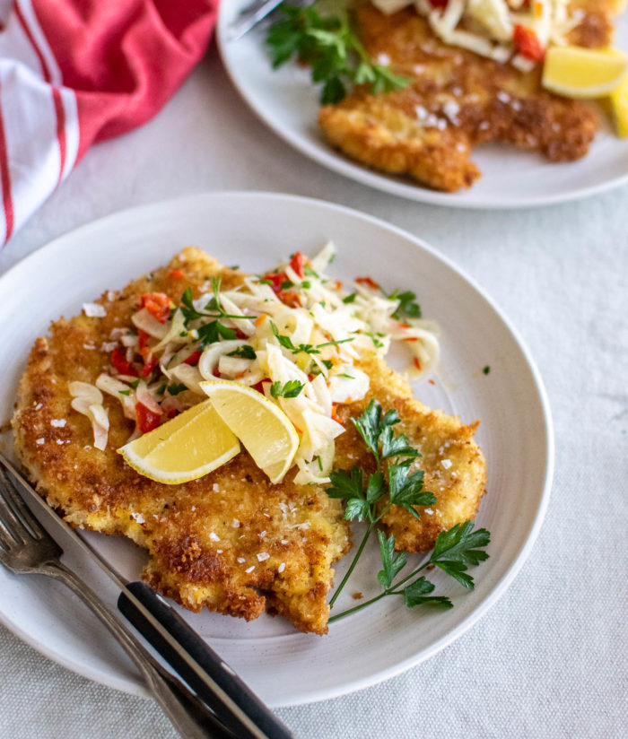 Chicken Schnitze with Fennel Salad