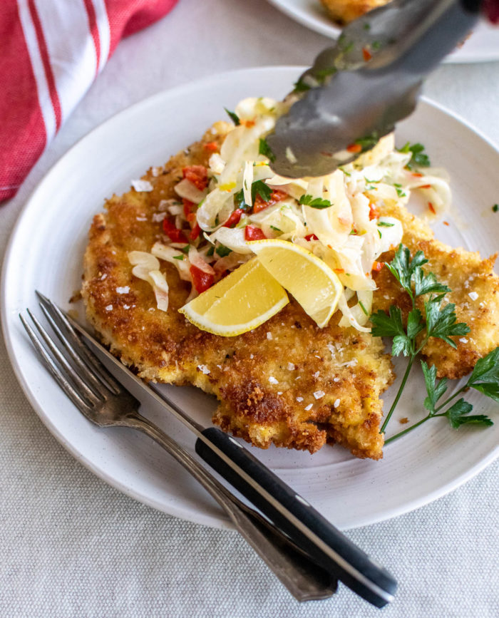 Chicken Schnitze with Fennel Salad